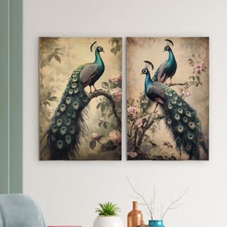 Peacock Set of 2 Canvas Picture Frames - 40x60cm 1