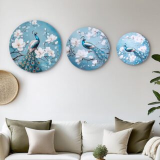 Set of 3 Canvas Peacock Picture 1